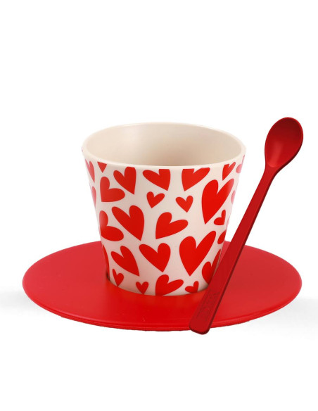 Set Tazzina, Cucchiaino e Piattino in RPET FOLLOW YOUR HEART