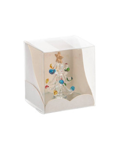 Albero di natale in vetro base specchio diam.5,5cm h.6,5cm