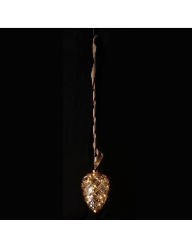 Pigna Natalizia in vetro con 15 led diam.15x105cm