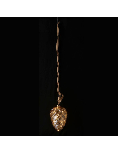 Pigna Natalizia in vetro con 15 led diam.15x105cm