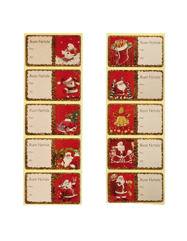 Set 60 Etichette adesive natalizie Mers 6x3,5cm