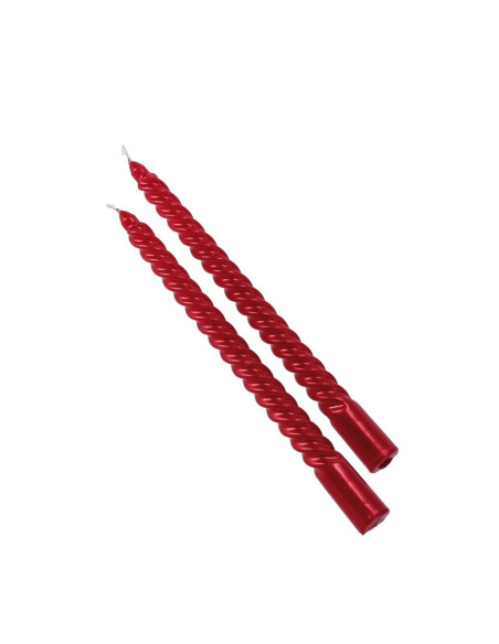 Set 2 Candele Spirale ROSSO metalliz. 30cm