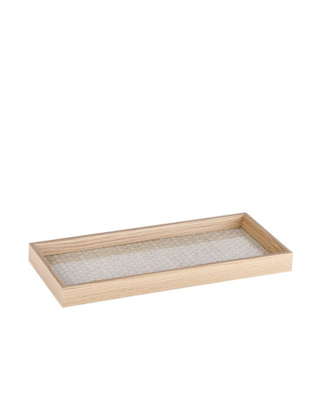 Vassoio in mdf+vetro 15x35cm h.4cm