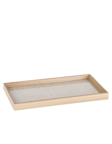 Vassoio in mdf+vetro 20x40cm h.4cm