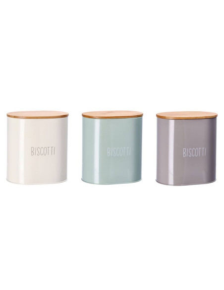 Set 3 barattoli in latta SALE, ZUCCHERO e CAFFE 15x11cm h.14cm