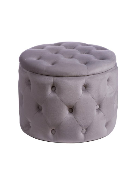 Pouf velluto OULAD con contenitore grigio diam.50cm h.40cm