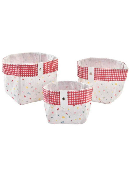 Set 3 ceste VICHY quadrate in cotone 14x14cm h.14cm