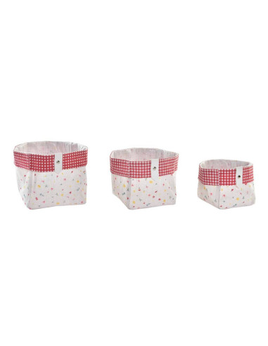 Set 3 ceste VICHY quadrate in cotone 14x14cm...
