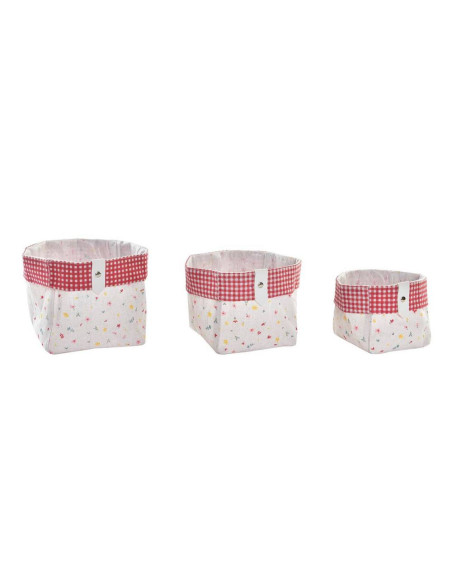 Set 3 ceste VICHY quadrate in cotone 14x14cm h.14cm