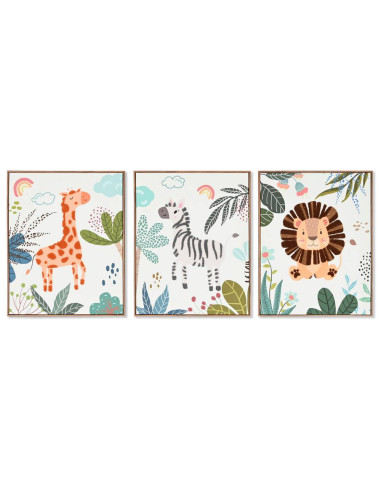 Set 3 quadri ANIMAL SELVA 40x3cm h.50cm