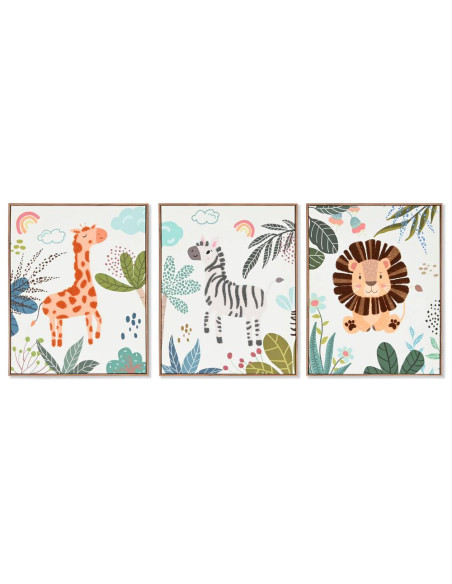 Set 3 quadri ANIMAL SELVA 40x3cm h.50cm