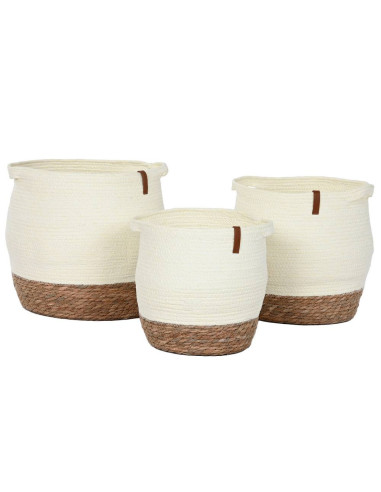 Cesta corda e fibra bianca