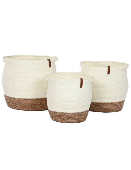 Cesta corda e fibra bianca