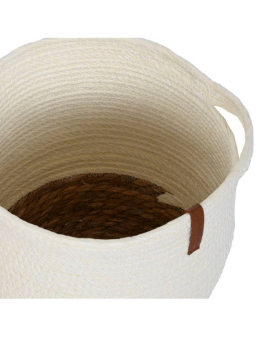 Cesta corda e fibra bianca