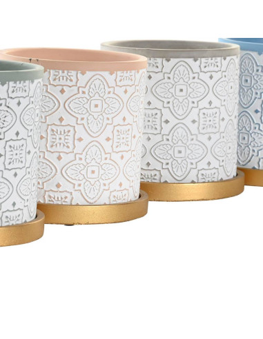 Vaso in cemento con sottovaso oro 14x14cm h.14cm