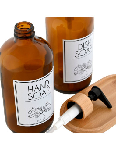 Set 2 dosatori bambù e vetro 7,5x7,5cm h.20cm...