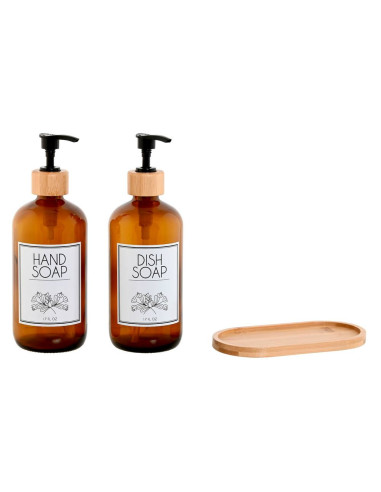 Set 2 dosatori bambù e vetro 7,5x7,5cm h.20cm...