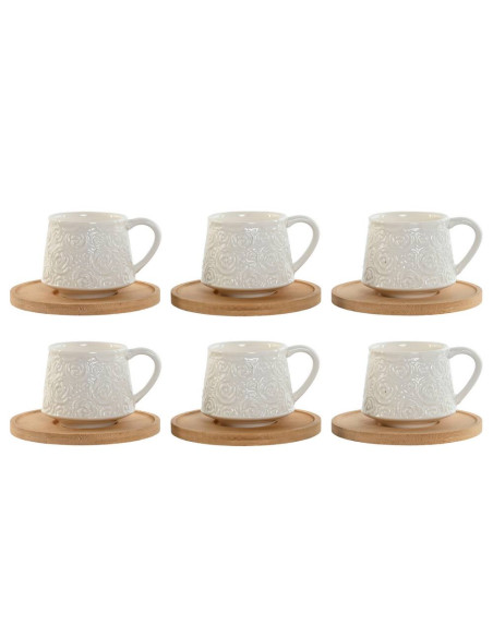 Set 6 tazzine caffè ROSES porcelana+bambu 8,6x6,6x5,7 90ml