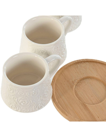 Set 6 tazzine caffè ROSES porcelana+bambu 8,6x6,6x5,7 90ml