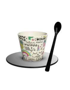 Set Tazzina, Cucchiaino e Piattino in RPET UNICORN