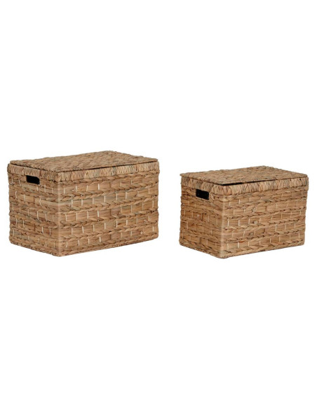 Set 2 scatole in giacinto d'acqua metallo 52x34cm h.33cm