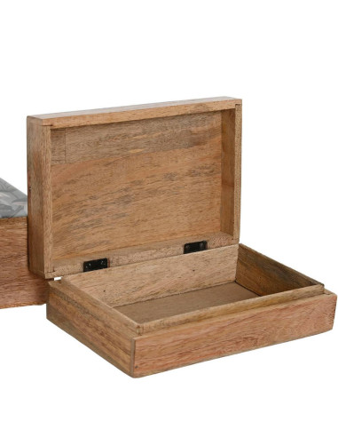 Set 2 scatole funghi laccati blu 25,5x18cm h.8 cm