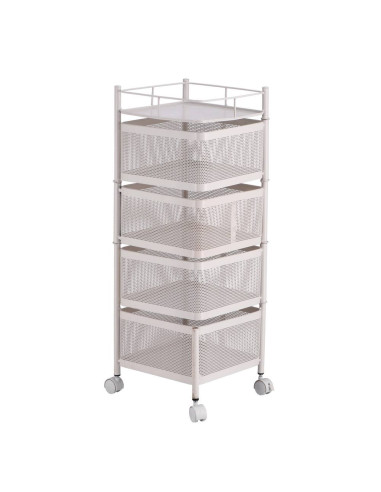 Carrello bianco con 4 ceste ferro 27x27cm h.77cm