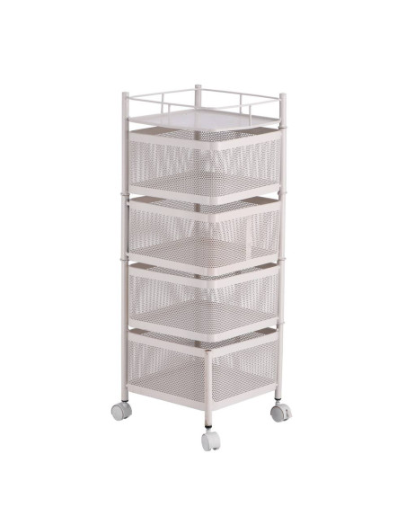 Carrello bianco con 4 ceste ferro 27x27cm h.77cm
