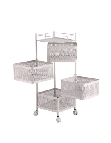 Carrello bianco con 4 ceste ferro 27x27cm h.77cm