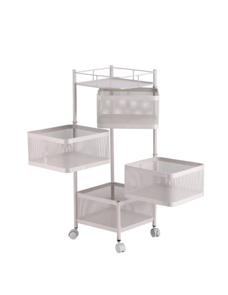Carrello bianco con 4 ceste ferro 27x27cm h.77cm