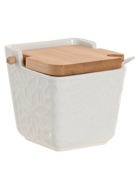 Zuccheriera SOLLIEVO porcellana e bambù 10,5x9cm h.9cm