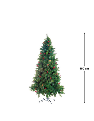 Albero di natale Meribel bacche+pigne h.150cm