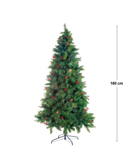 Albero di natale Meribel bacche+pigne h.180cm