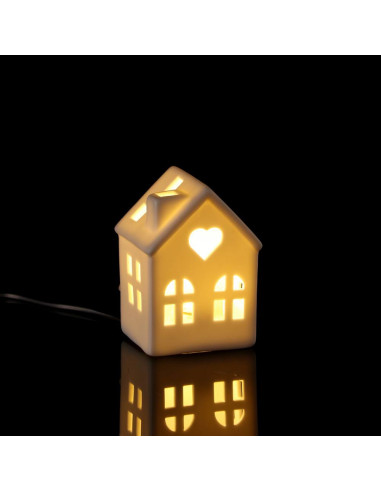 Casetta porcellana con led 7x6cm h.10cm  -...