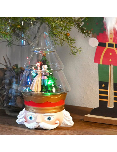 Schiaccianoci con albero resina vetro e led 15x13,5cm h.24cm - 2 Modelli
