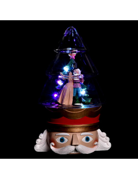 Schiaccianoci con albero resina vetro e led 15x13,5cm h.24cm - 2 Modelli