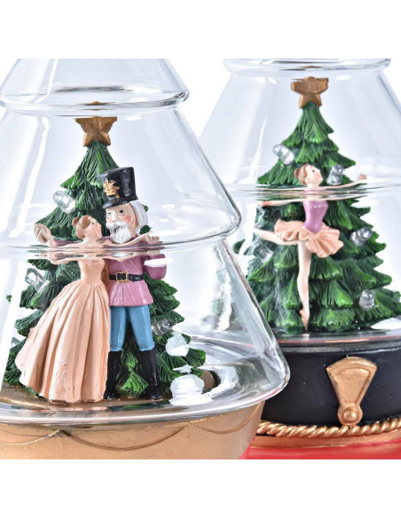 Schiaccianoci con albero resina vetro e led 15x13,5cm h.24cm - 2 Modelli