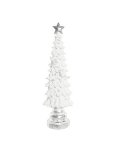 Albero bianco argento in resina con uccelli glitter e...