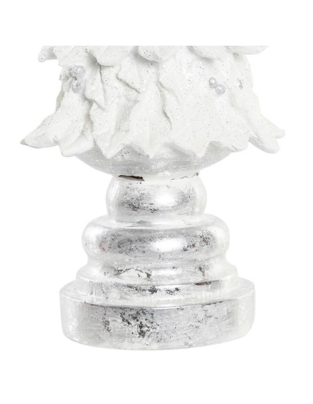 Albero bianco argento in resina con uccelli glitter e stella - 13x13cm h.43cm