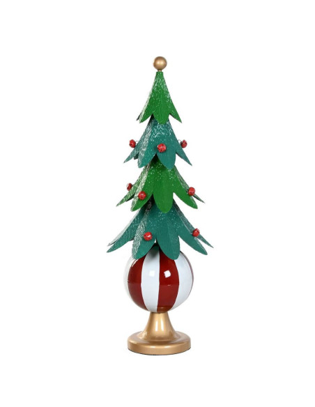 Albero di natale in  metallo con sfera 32x32cm h.82,5cm - dipinto in Rosso/Verde/Oro