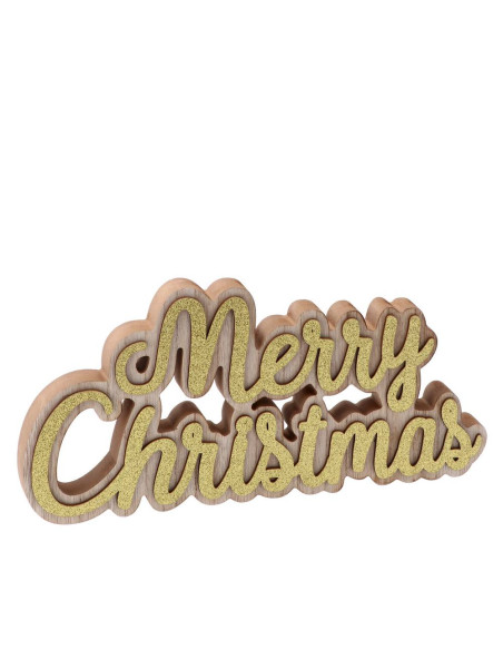 Merry Christmas mdf 35x3cm h.17cm – Scritta Oro o Rosso