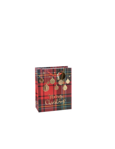 Busta regalo SCOZZESE natalizia 26x12cm h.32cm...