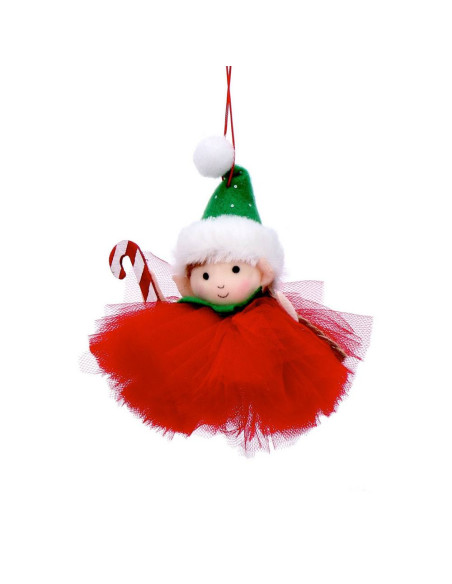 Elfetta ballerina da appendere 12x12cm h.14cm  – Verde o Rossa