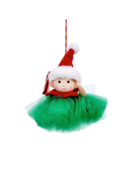 Elfetta ballerina da appendere 12x12cm h.14cm  – Verde o Rossa