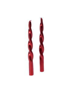 Set 2 candele spirale oro/argento/rosse diam.3cm h.29cm 2
