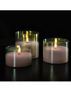 Set 3 candele led cilindriche basse h.6/8/10cm – Vetro... 2