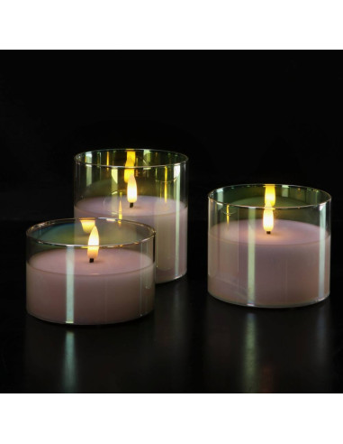 Set 3 candele led cilindriche basse h.6/8/10cm...