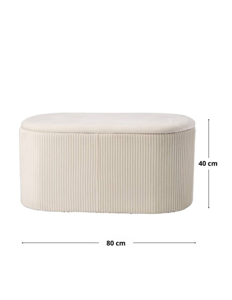 Set panca + 2 pouf ISKRA bianca 80x40cm h.40cm elegante e moderno