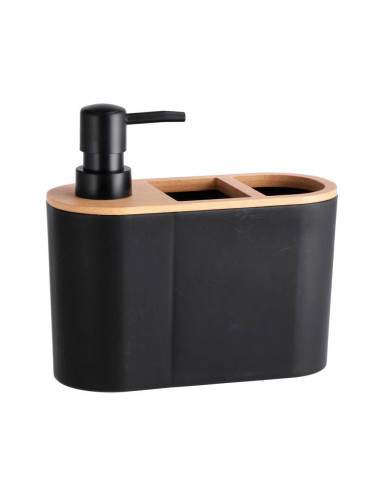 Dispenser 2 scomparti plastica e bambù 18x8cm...