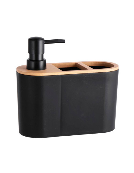 Dispenser 2 scomparti plastica e bambù 18x8cm h.17cm disponibile in 2 colori